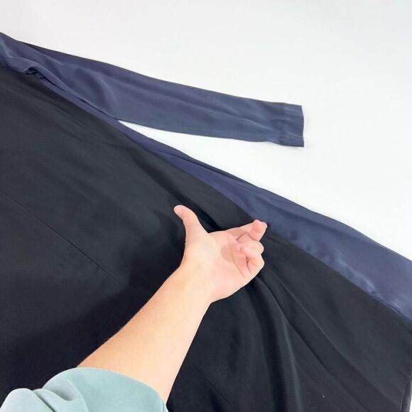 Victoria Victoria Beckham Dress Womens 2 Navy Blue Black Long Sleeve Wrap Panel - Picture 7 of 9